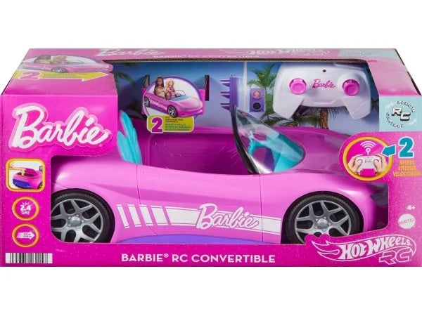 Hot Wheels Barbie RC Toy Car, Remote-Control Pink Convertible