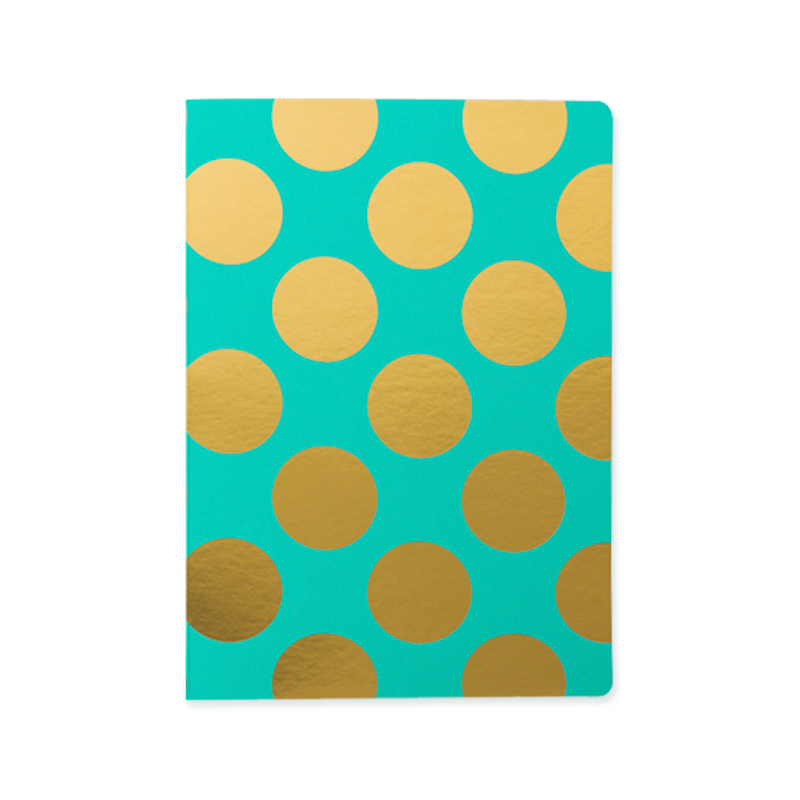 Shimmer Large Gold Polka - Teal A5 Notebook