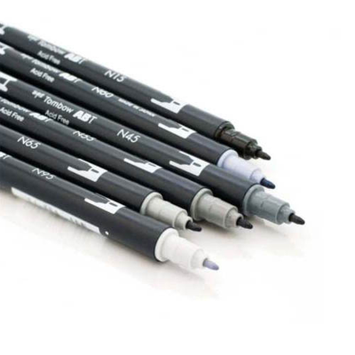 Tombow Dual Brush Pen Set 6 Grey Colors