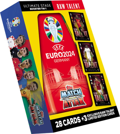 Euro Match Attax 2024 Booster Mini Tin 28 Cards + 3 Shining Star Limited Edition Cards