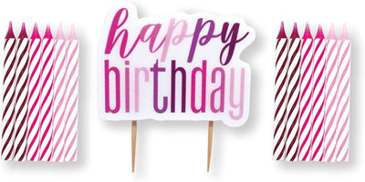 Happy Glitz Pink Birthday Candle Set x 13 pcs