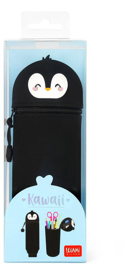 Legami soft 2 in 1 silicone pencil case kawaii penguin