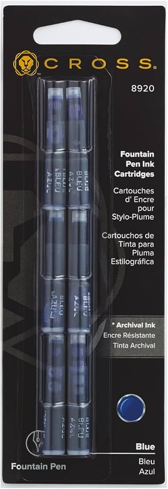 Cross 8920 Blue Fountain Pen Ink Cartridges 6-Pack