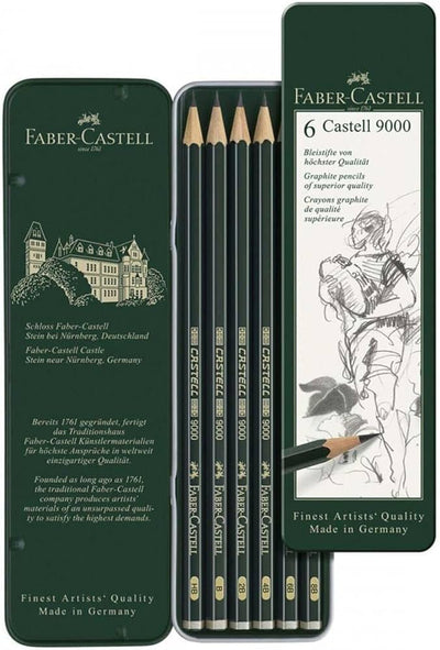 Graphite Pencil X 6 Pcs Tin Set- 2B 4B 6B 8B B Hb