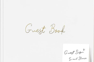 Guest Book - White Hardcover - Blank Pages