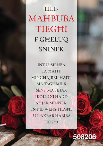 Lill-Maħbuba Tiegħi F'Għeluq Sninek