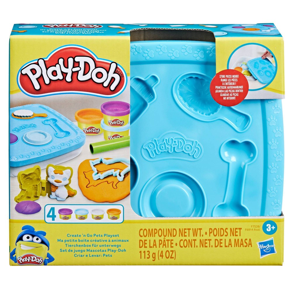 Play-Doh Create N Go Pets Playset Set with Storage Container Arts and Crafts Toys for Kids
