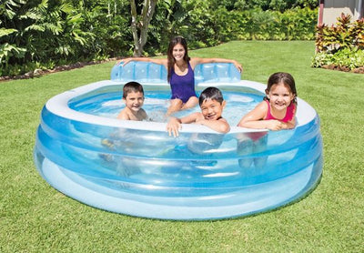 Swim Center - Family Lounge Pool - Inflatable Pool with Plate 229 x 218 x 79cm