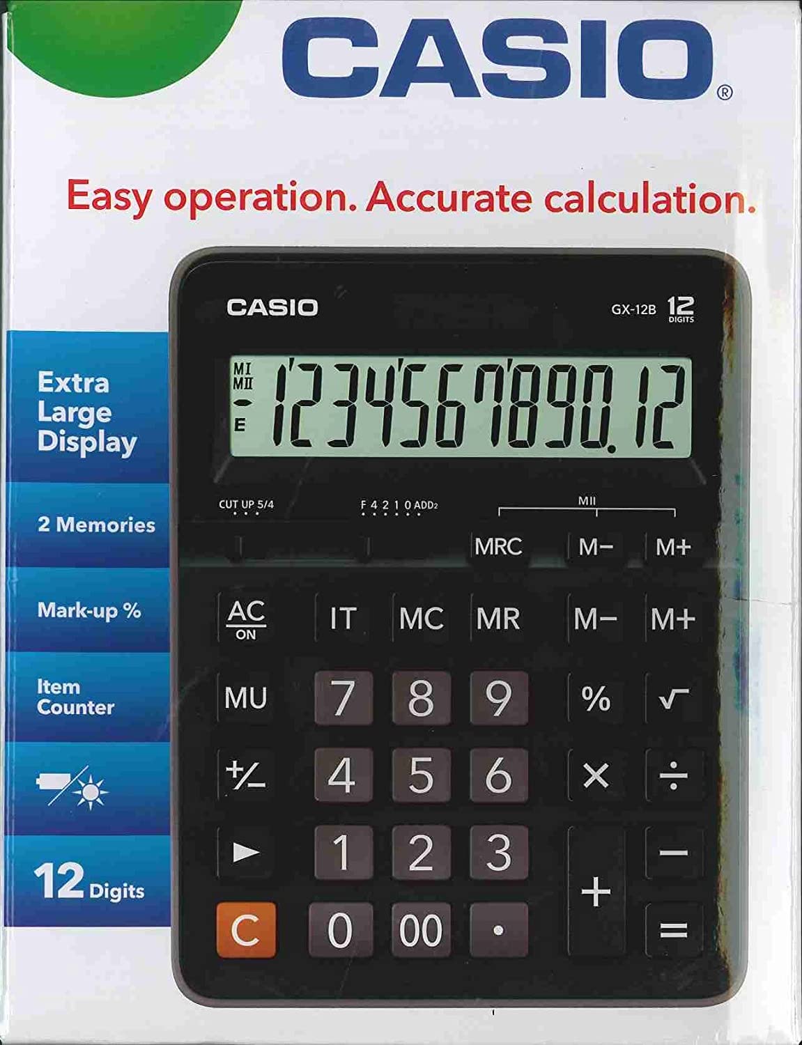 Casio Gx-12B 12 Digit Two Way Power