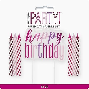 Happy Glitz Pink Birthday Candle Set x 13 pcs