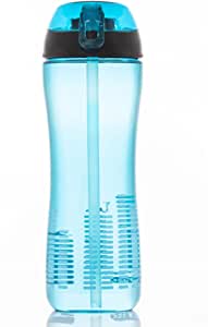 Lock & Lock Flip Top With Bpa-Free Silicone Straw, 650 Ml, Blue