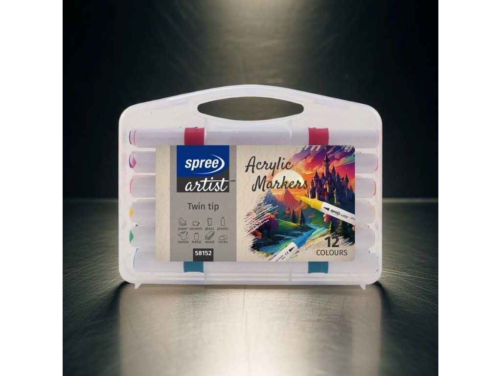 Twin Tip Acrylic Markers - 12 Colours
