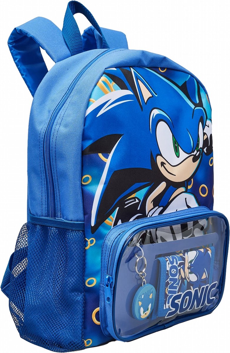 Sonic School Bag 1 Zip Fit A4 - Purse And Keyring