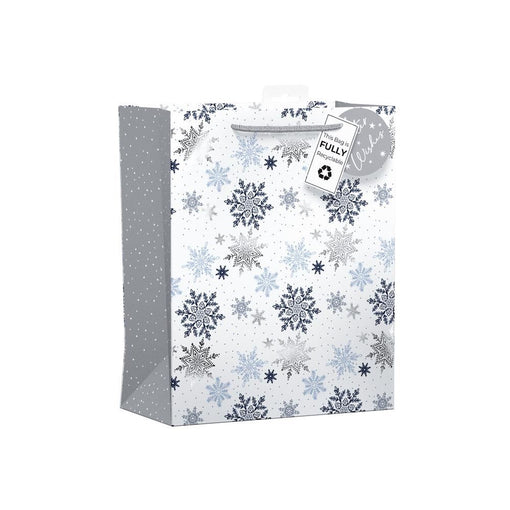 GIFTBAG CHRISTAMS FALLING SNOWFLAKES 14 X 26 X H33CM.