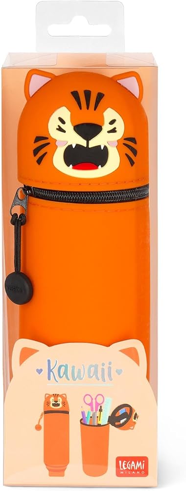 Legami soft 2 in 1 silicone pencil case kawaii Tiger