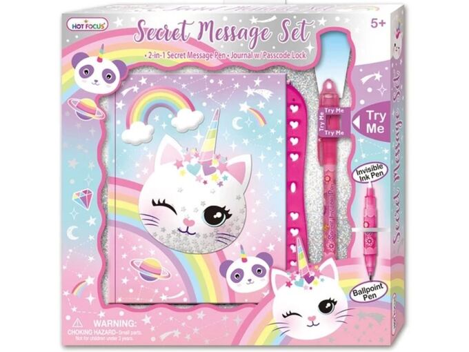 Hot Focus Caticorn 2-in-1 Secret Message Pen & Journal Set