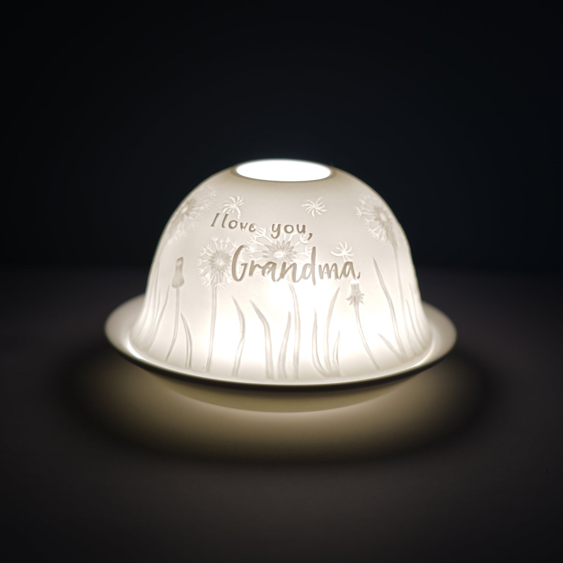 Porcelain Tealight Dome - I Love You Grandma