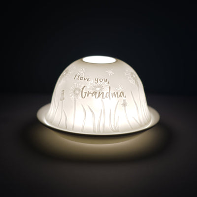 Porcelain Tealight Dome - I Love You Grandma