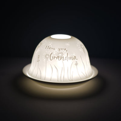 Porcelain Tealight Dome - I Love You Grandma