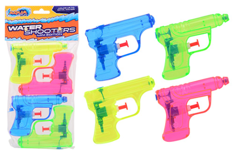 Water Pistol 11cm - 1pkt x4 pistols