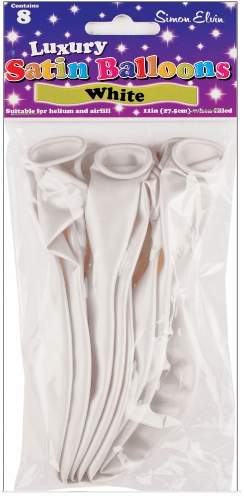 BALLOONS SATIN WHITE x8pcs