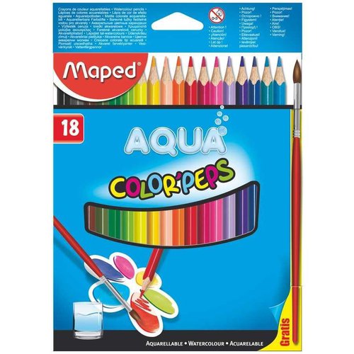 Aqua Colour Pencils X18 +Free Paintbrush