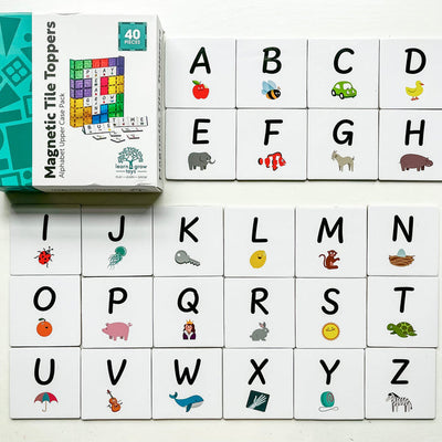 Magnetic Tiles Topper Alphabet Upper Case x 40 Pcs Early Literacy Phonics