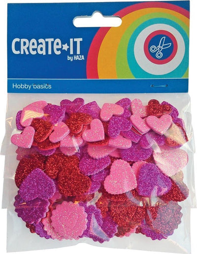 3D Foam Glitter Hearts