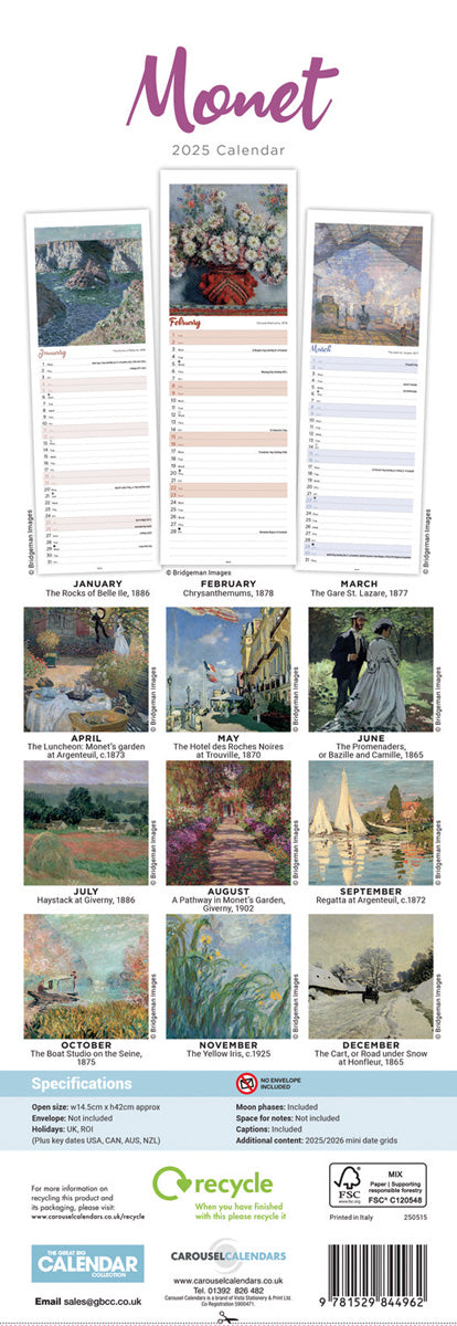 Monet Slim Calendar 2025