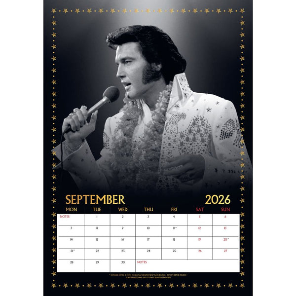 Elvis Presley 2026 A3 Calendar