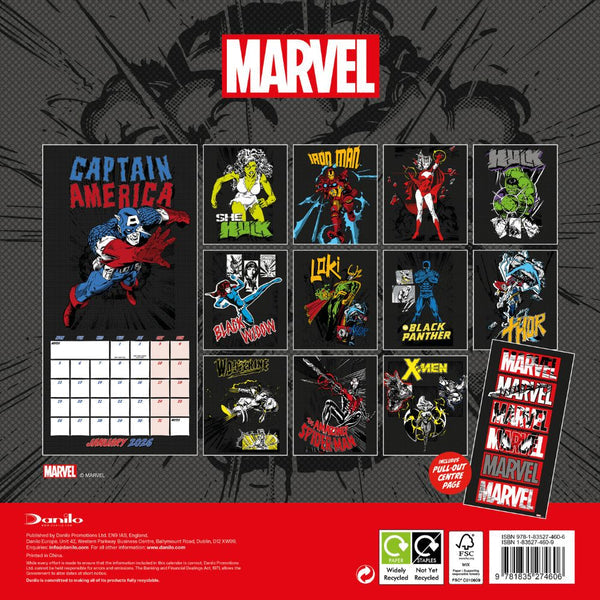 2026 Marvel Comics Square Wall Calendar