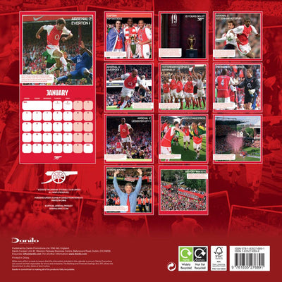 Arsenal FC Legends 2026 Square Calendar