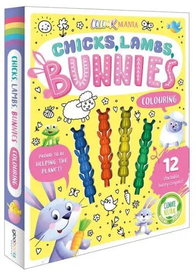 Chicks, Lambs, Bunnies Colouring - 12 Stackable Bunny Crayons