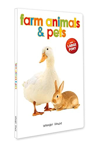 Farm Animals & Pets - Early Learning Board Book With Large Font