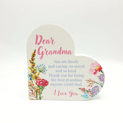 Wooden Heart Plaque - Dear Grandma
