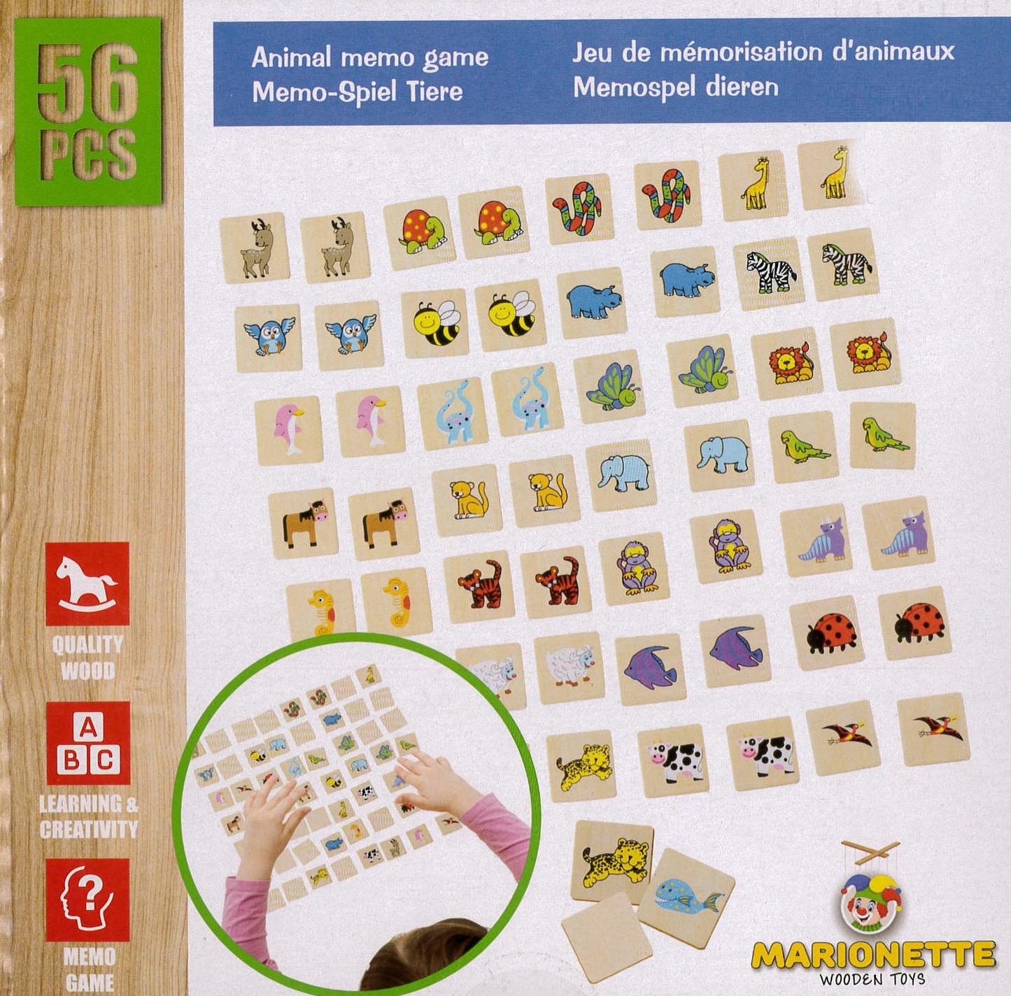 Animal Memo Wooden Game 56Pcs