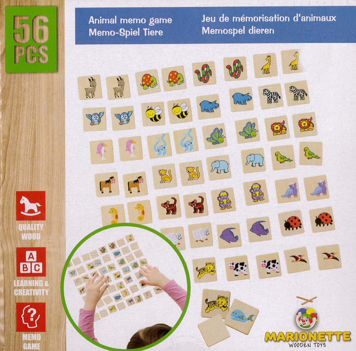 Animal Memo Wooden Game 56Pcs