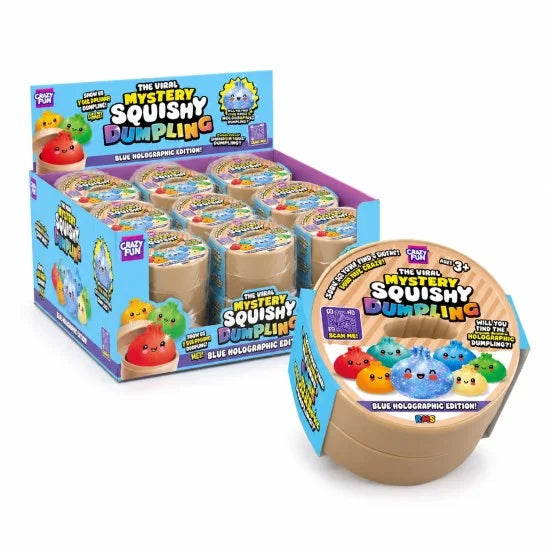 Original Viral Mystery Squishy Dumpling Blue Holographic Edition