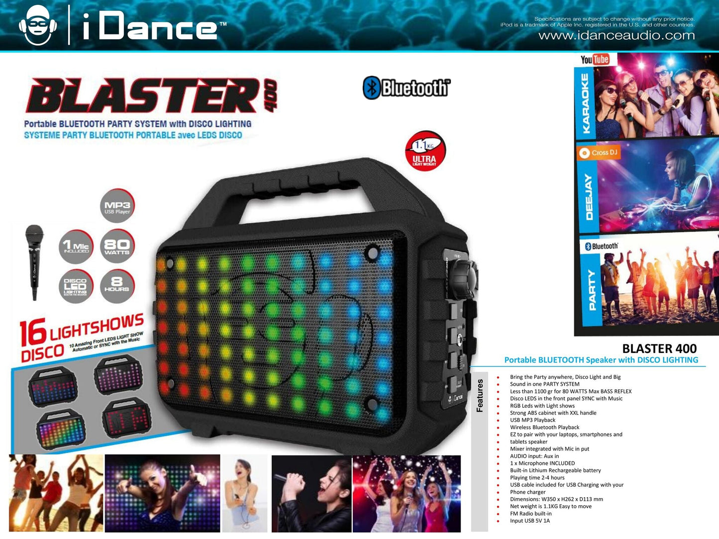 Portable Bluetooth Blaster 16 Lightshows Disco
