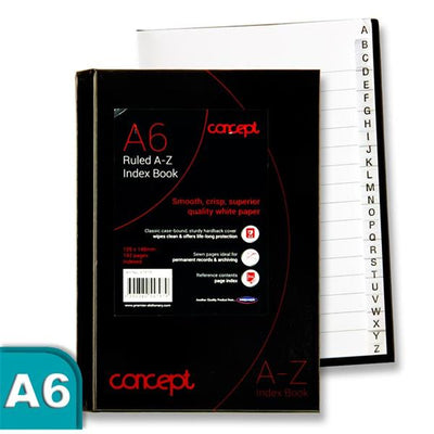 A6 Ruled A-Z Index Book