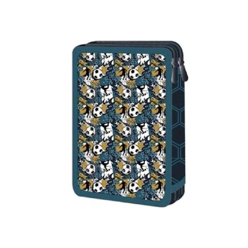 Football pencil case 2 zip filled