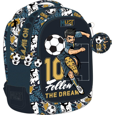 Follow The Dreams Football school bag 3 zip fit A4