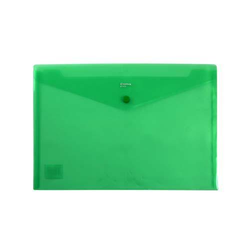 Button Envelope A4 Trsp Plastic - Green