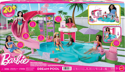 Barbie Dream Pool Playset with Slide & Bubbling Hot Tub