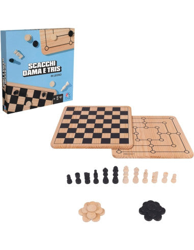 chess and checkers - wooden board