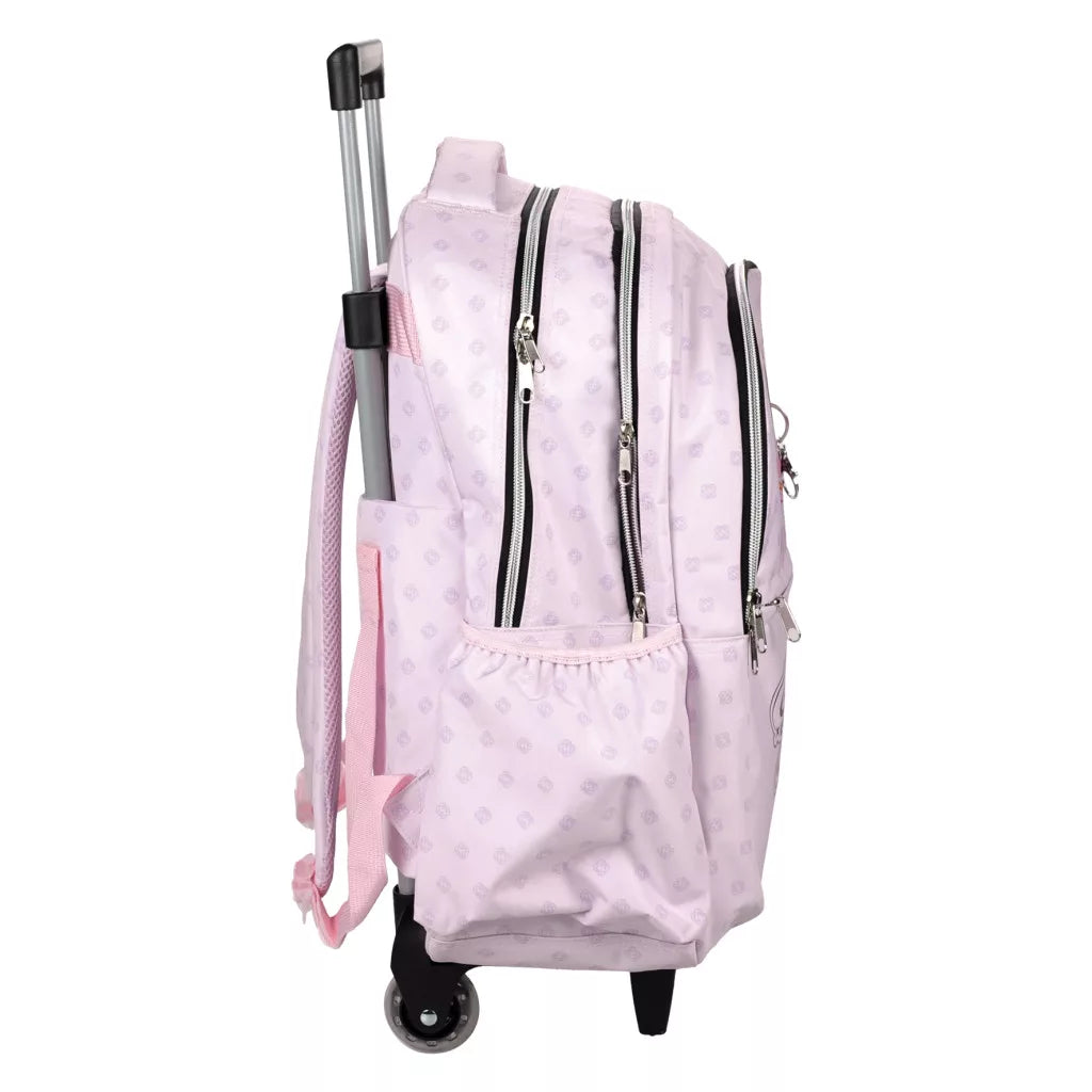 K-pop Demon Hunters Pink Stars Rolling Backpack 46 CM 2 large compartments fit A4