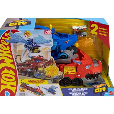 Hot Wheels City Ultimate Dual Dragon Transporter - transform into racetrack
