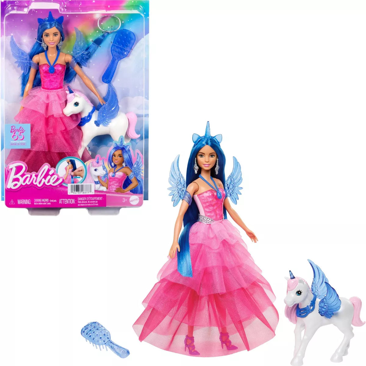 Barbie Unicorn - 65Th Anniversary Doll Pink Gown & Pet Alicorn