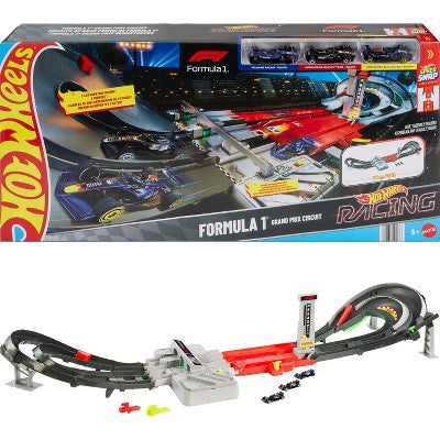 Mattel Hot Wheels Racing Formula 1 Grand Prix Circuit Track Set with 3 1:64 Scale Die-Cast Toy Cars