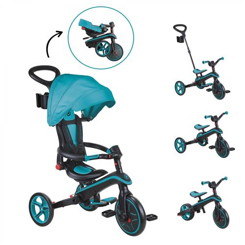 Explorer Trike 4 In 1 - Globber'S Classic Foldable! All-In-One Baby Trike & Kids Balance Bike